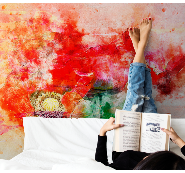 Mural de flores arreglo botánico vibrante - TenVinilo