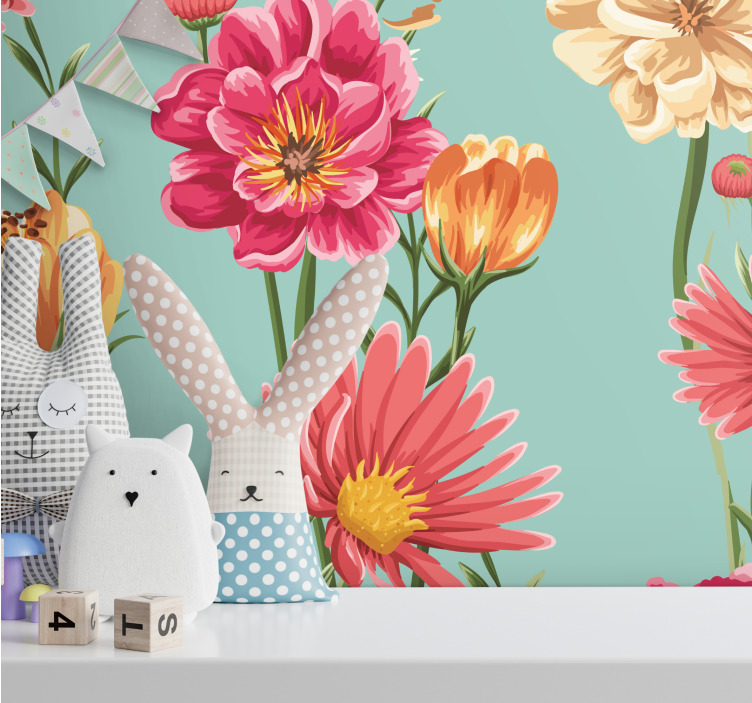 Mural de flores composición de flores coloridas - TenVinilo