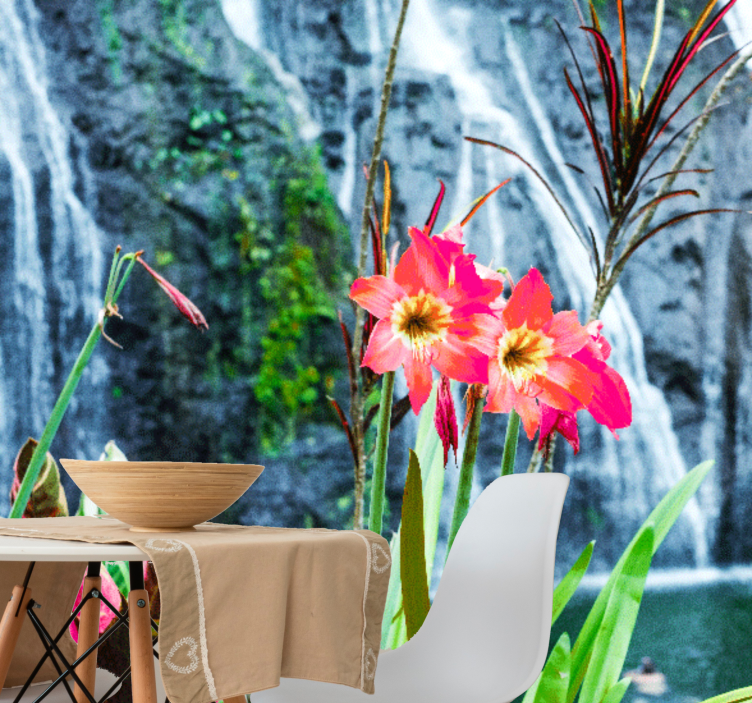 Mural de flores flores tropicales rosadas - TenVinilo