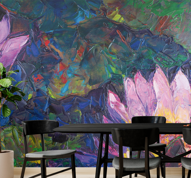 Mural de flores loto abstracto - TenVinilo