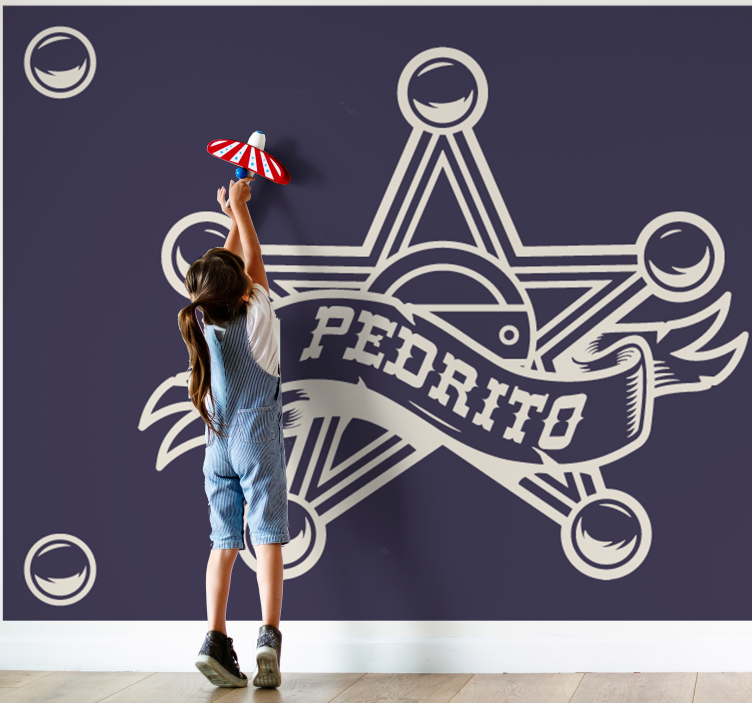 Mural infantil insignia de sheriff personalizada - TenVinilo