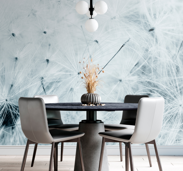 Mural de león y delicadas semillas de diente de león - TenVinilo