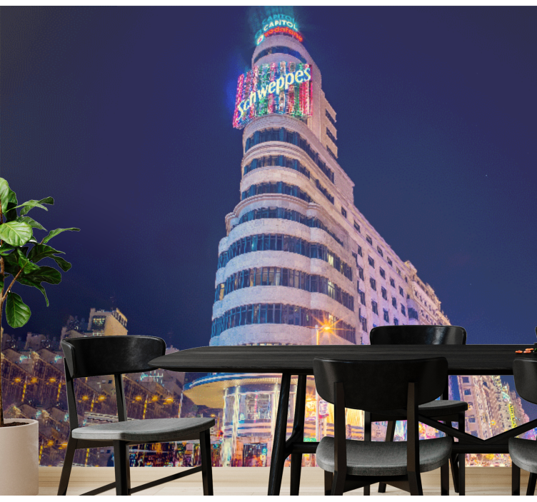 Mural de madrid skyline nocturno - TenVinilo