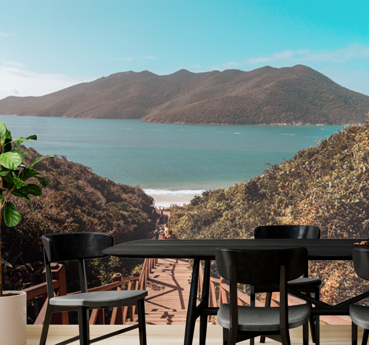 Fotomural mar Camino de la orilla del mar en la noche - TenVinilo