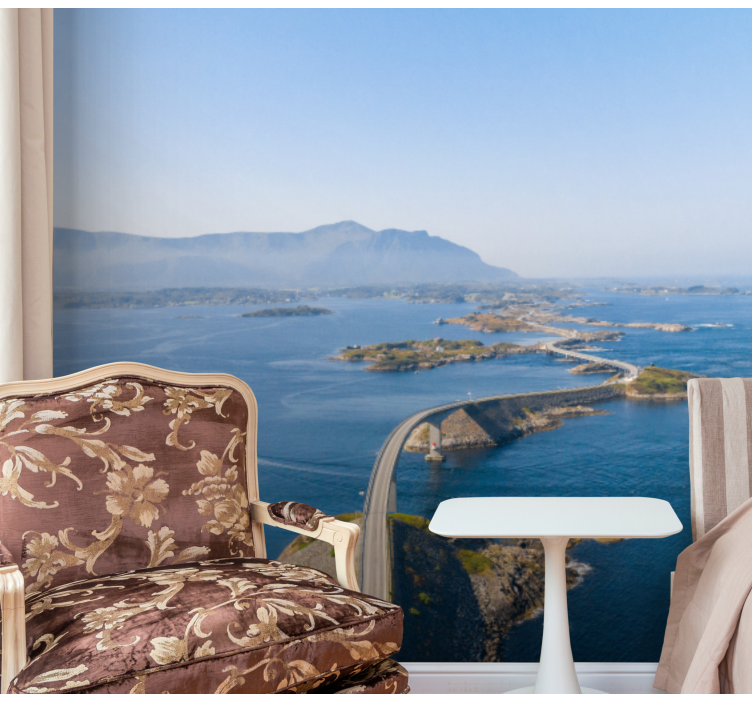 Mural de montañas vista del sendero costero - TenVinilo