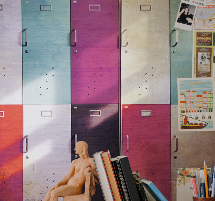 Mural de música puertas de taquillas coloridas - TenVinilo