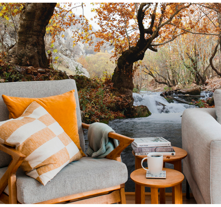 Mural de naturaleza armonía del arroyo forestal - TenVinilo