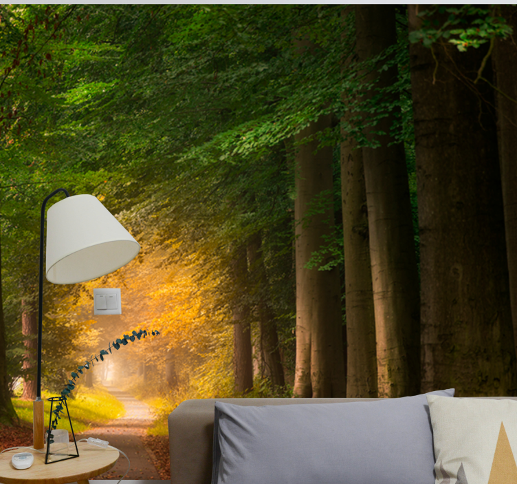 Mural de naturaleza escena del camino del bosque - TenVinilo