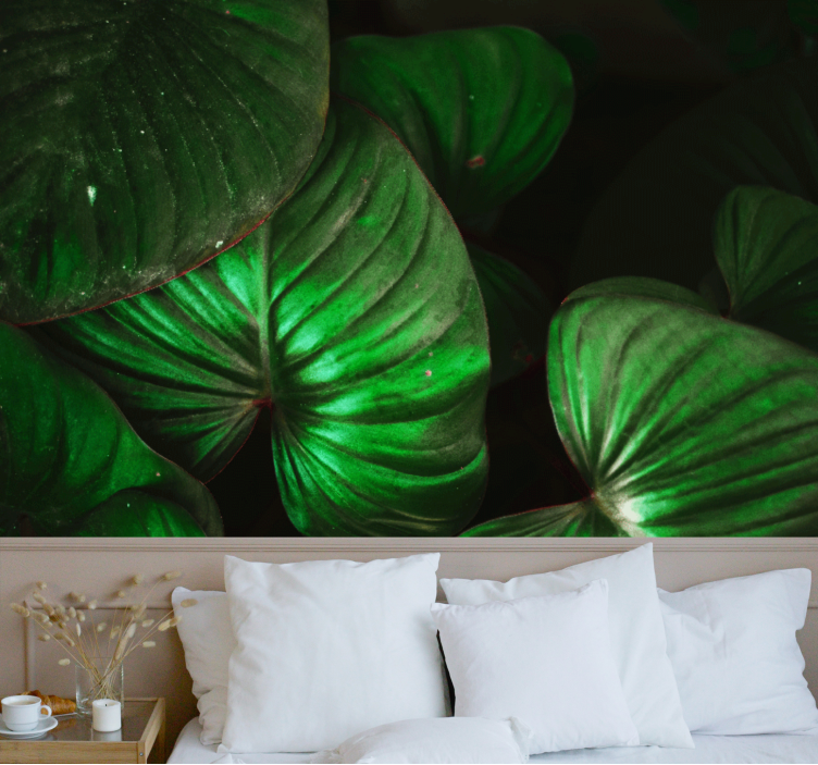 Mural de naturaleza hojas verdes vivas - TenVinilo