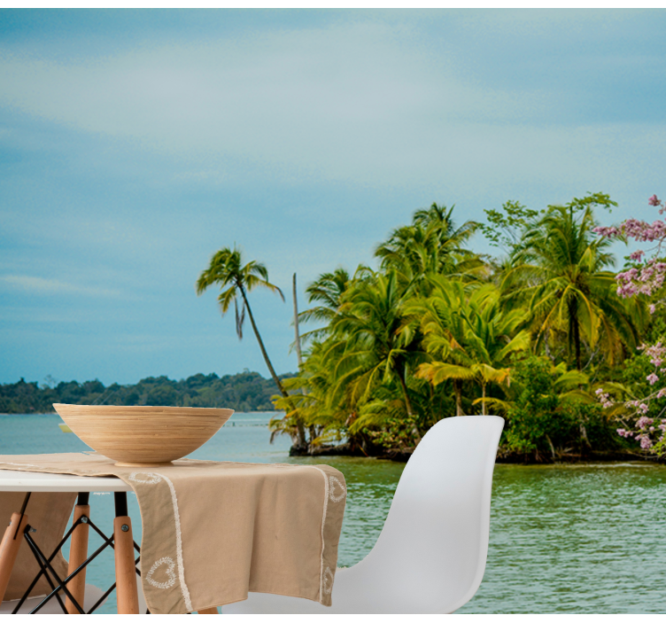 Mural de naturaleza oasis en una isla tropical - TenVinilo
