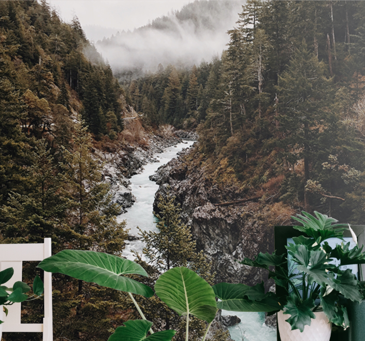 Mural de naturaleza paisaje de río majestuoso - TenVinilo