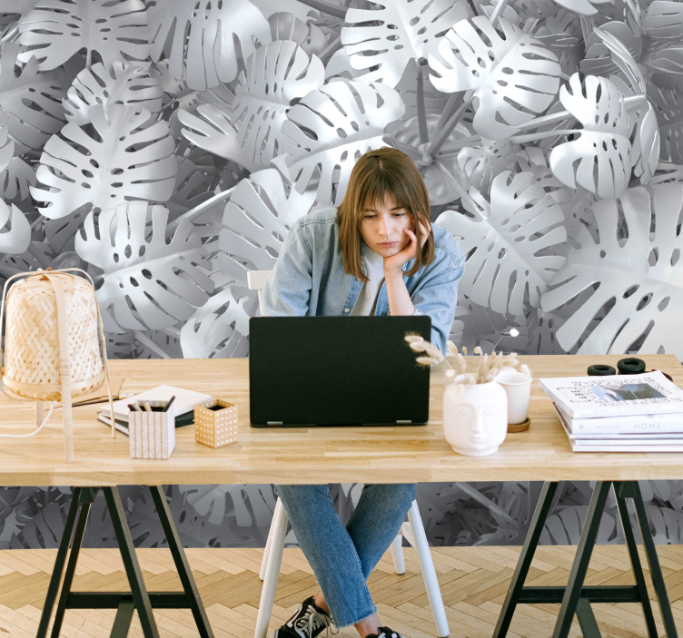 Mural de naturaleza patrón de hojas de monstera - TenVinilo