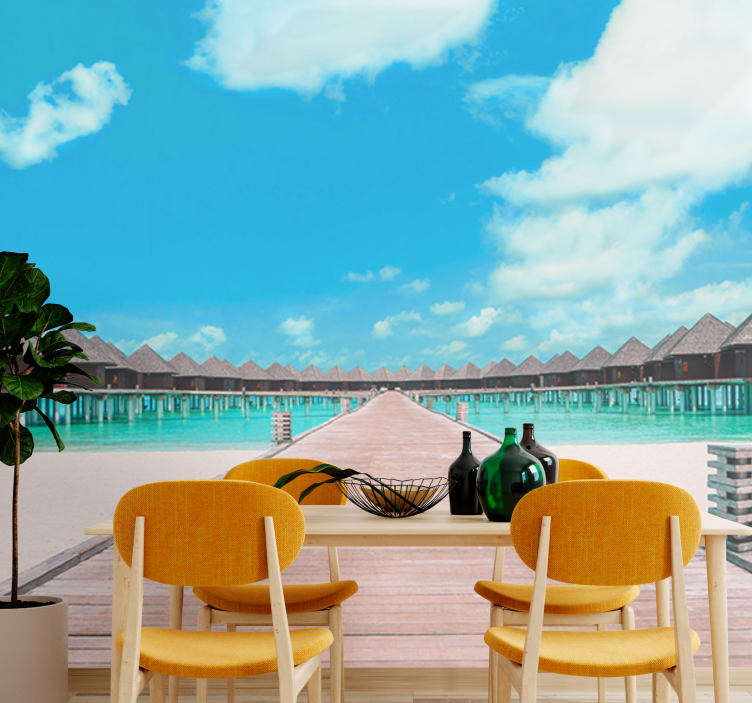 Mural de paisajes camino del muelle tropical - TenVinilo