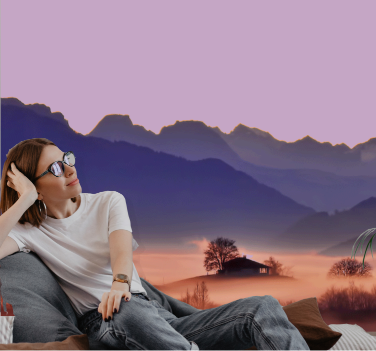 Mural de paisajes paisaje montañoso tranquilo - TenVinilo