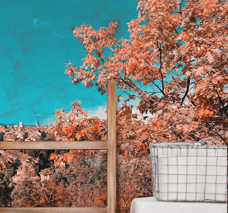 Mural de paisajes paisaje otoñal vibrante - TenVinilo