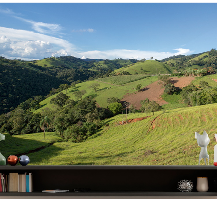 Mural de paisajes verdes colinas onduladas - TenVinilo