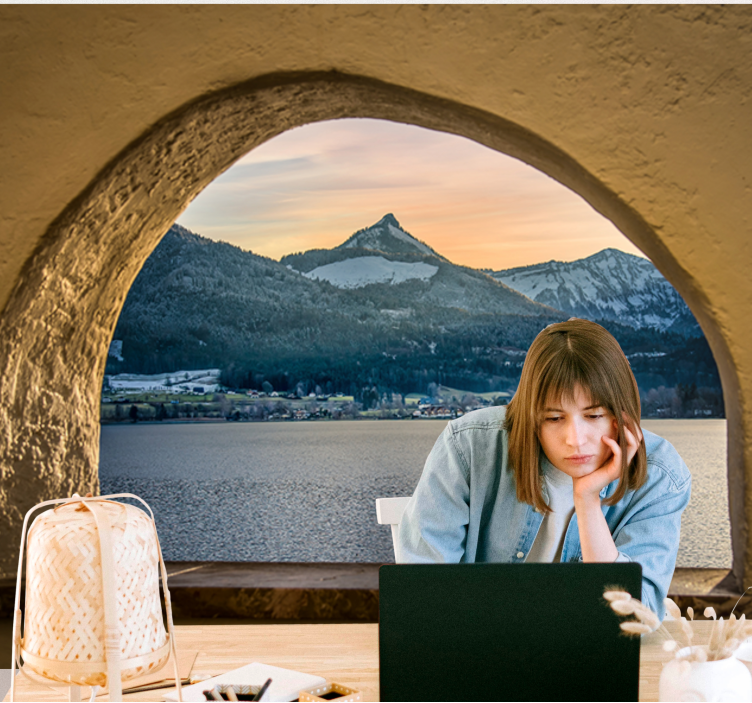 Mural de paisajes vista del lago alpino - TenVinilo