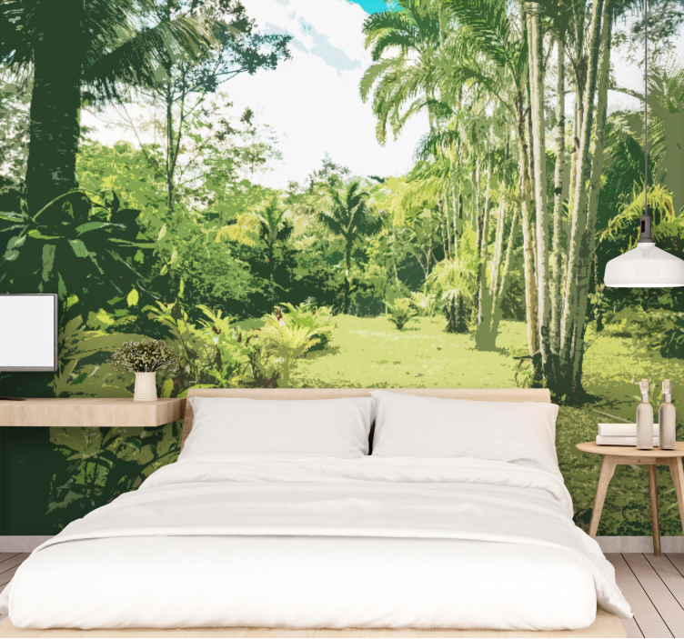 Mural de selva paisaje tropical exuberante - TenVinilo