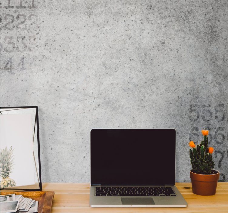 Mural efecto piedra fondo con dibujos de hormigón - TenVinilo