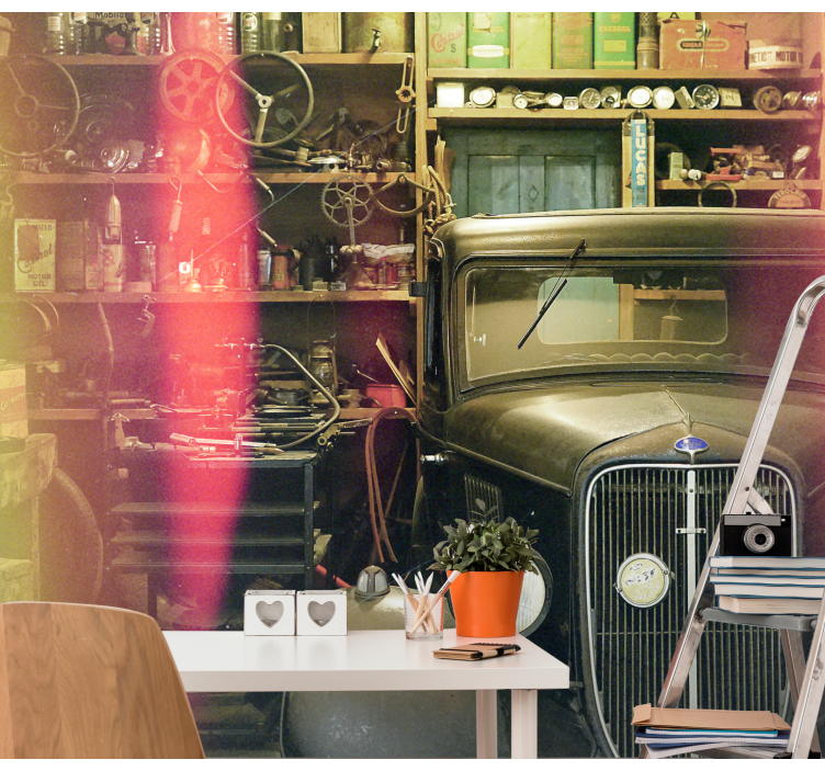 Mural de vehículos exposición de automóviles clásicos - TenVinilo