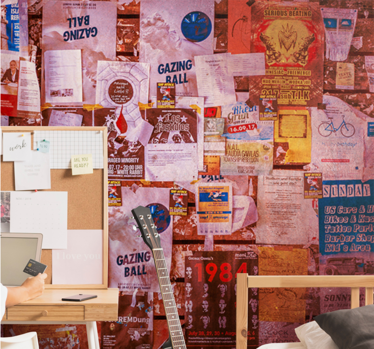 Mural graffiti póster collage urbano - TenVinilo