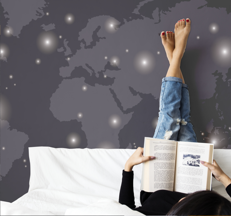 Mural mapamundi mapa del mundo estrellado - TenVinilo