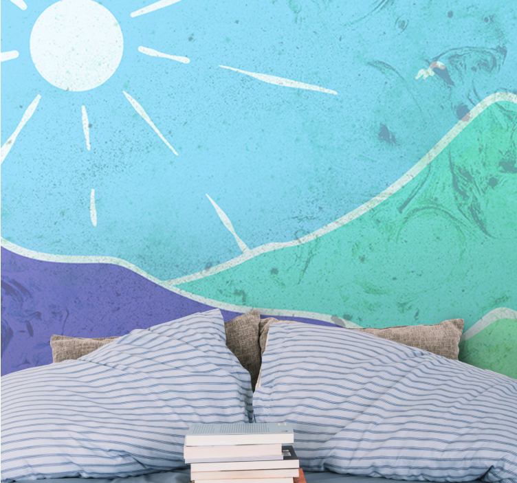 Fotomural abstracto Montañas de colores y sol - TenVinilo