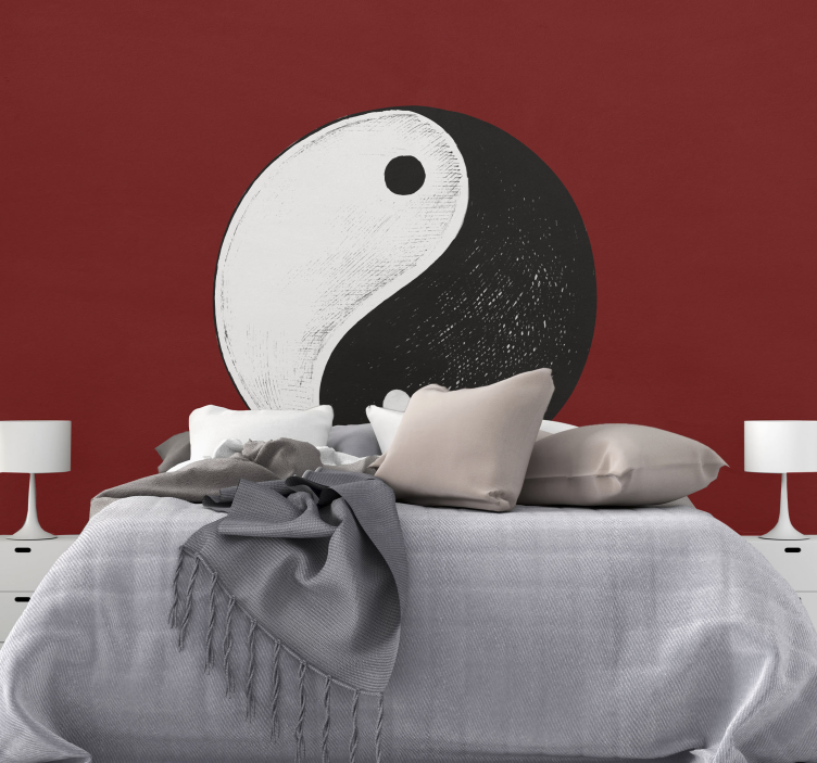 Fotomural zen Yin yang con fondo rojo - TenVinilo
