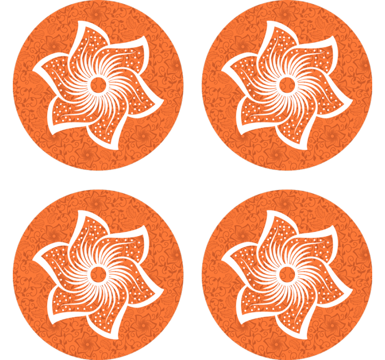 Posavasos cerveza flora naranja elegante - TenVinilo