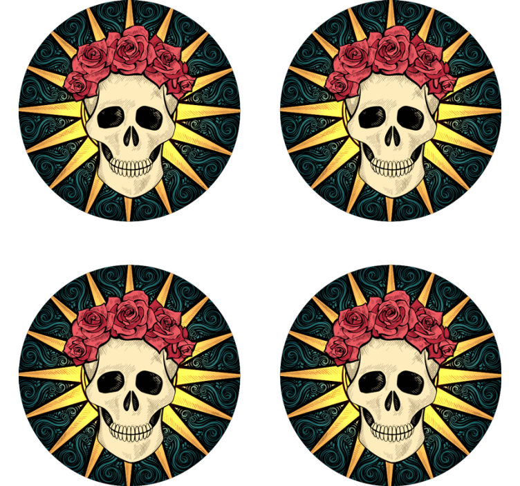 Posavasos de Halloween Mujer calavera con rosa - TenVinilo