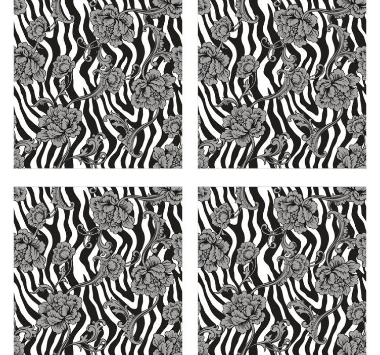 Posavasos vintage piel cebra y rosas - TenVinilo