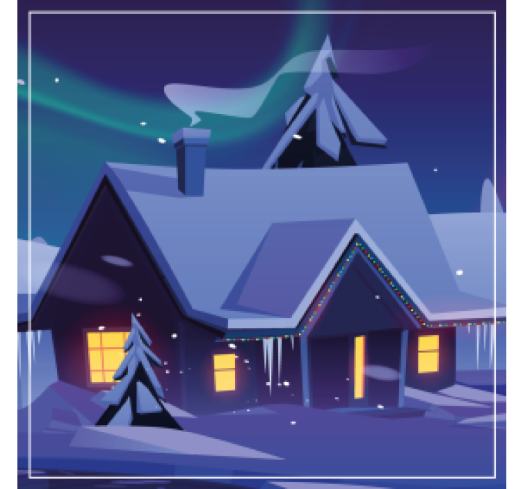 Posavasos navideño cabaña nevada con luces - TenVinilo