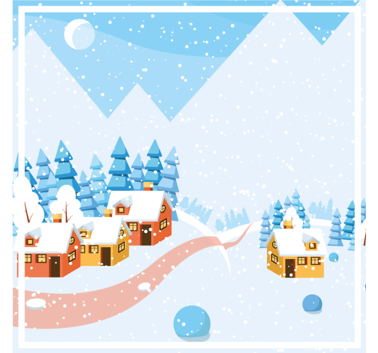 Posavasos navideño escena de pueblo nevado - TenVinilo