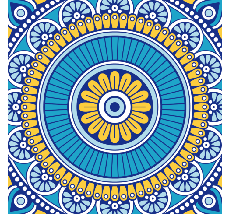 Posavasos azulejo Efecto azulejo mandala azul brillante - TenVinilo