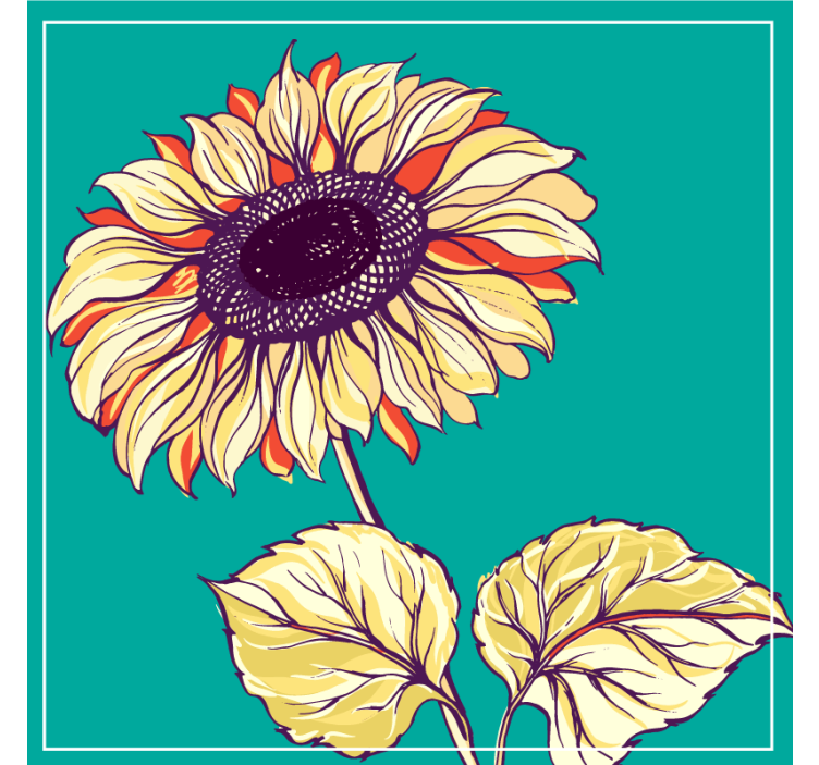 Posavasos cerveza ilustración de girasol vibrante - TenVinilo