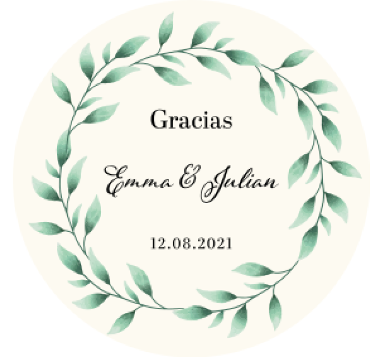 Posavasos boda Agradecido personalizable con hojas - TenVinilo