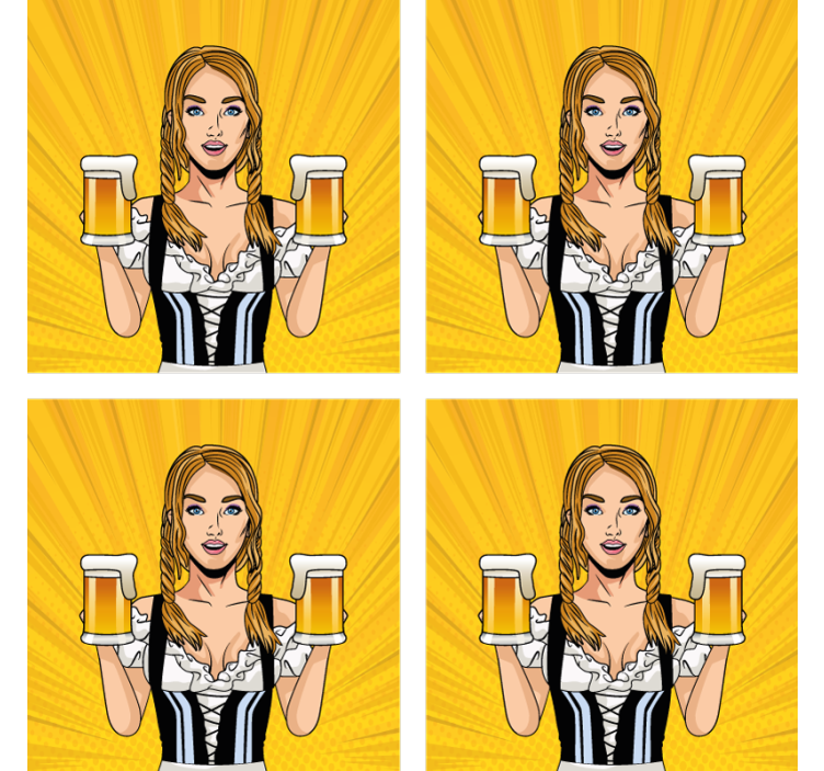 Posavasos cerveza mujer alegre con cervezas - TenVinilo
