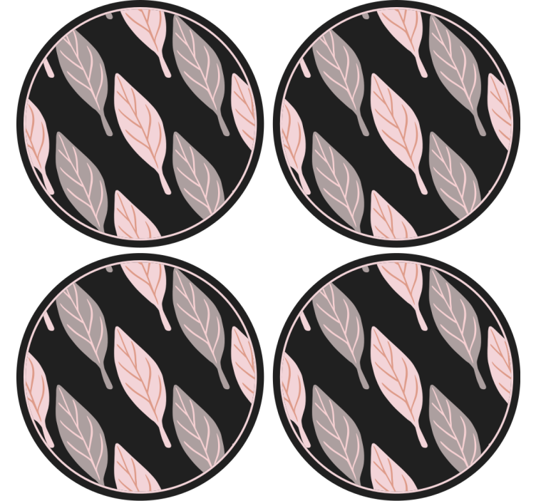 Posavasos moderno Hojas de bosque rosa y gris - TenVinilo