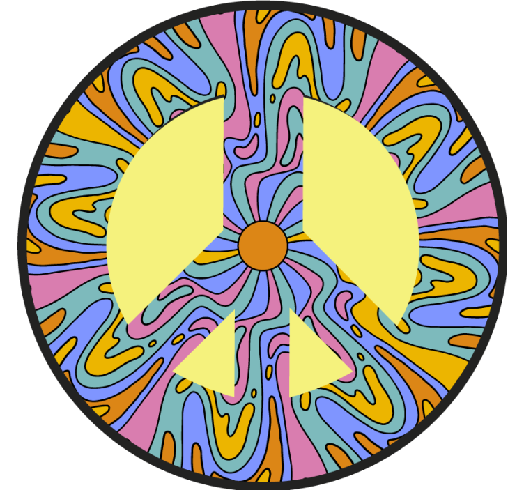 Posavasos vintage Símbolo de la paz psicodélico rosa - TenVinilo