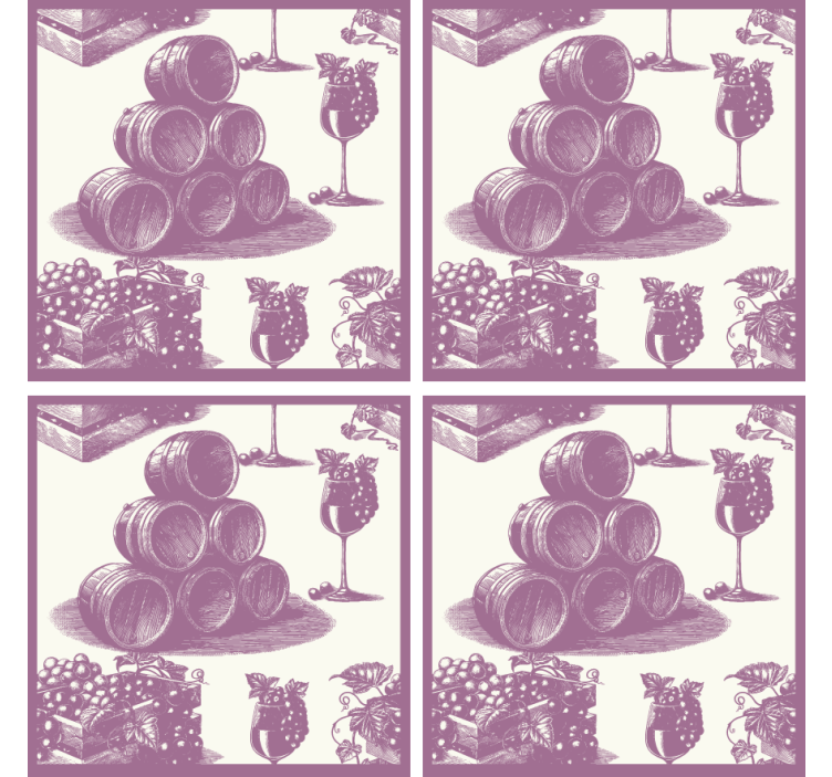 Posavasos cerveza barriles de vino y copas - TenVinilo