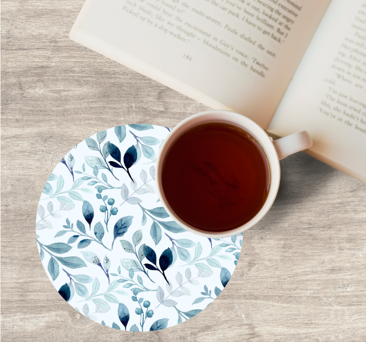 Pequeño posavasos de flores de hojas azules - TenVinilo