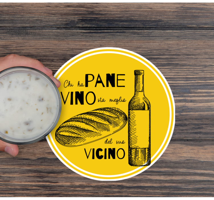 Posavasos con frases Con texto de pan y vino - TenVinilo