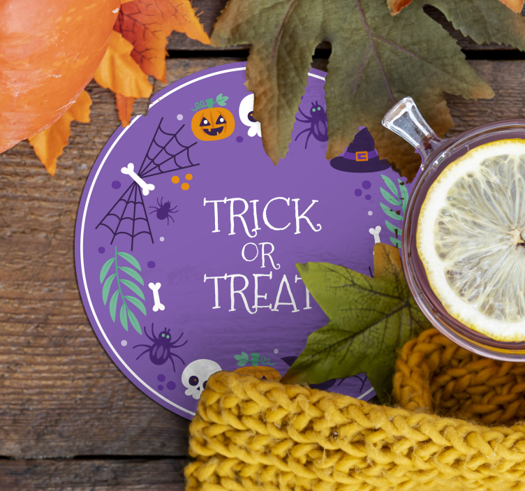 Posavasos Halloween colorido truco o trato - TenVinilo