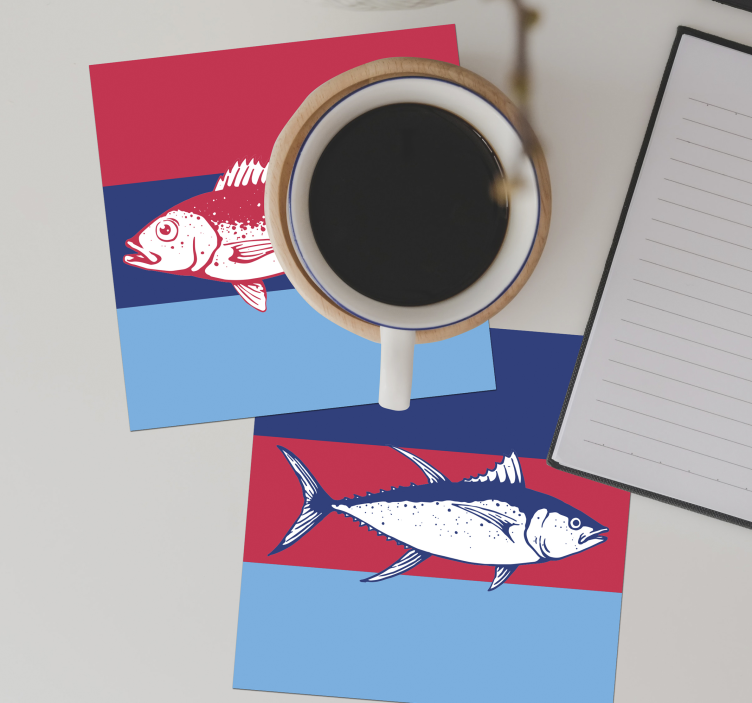Posavasos ilustraciones de peces estilizados - TenVinilo