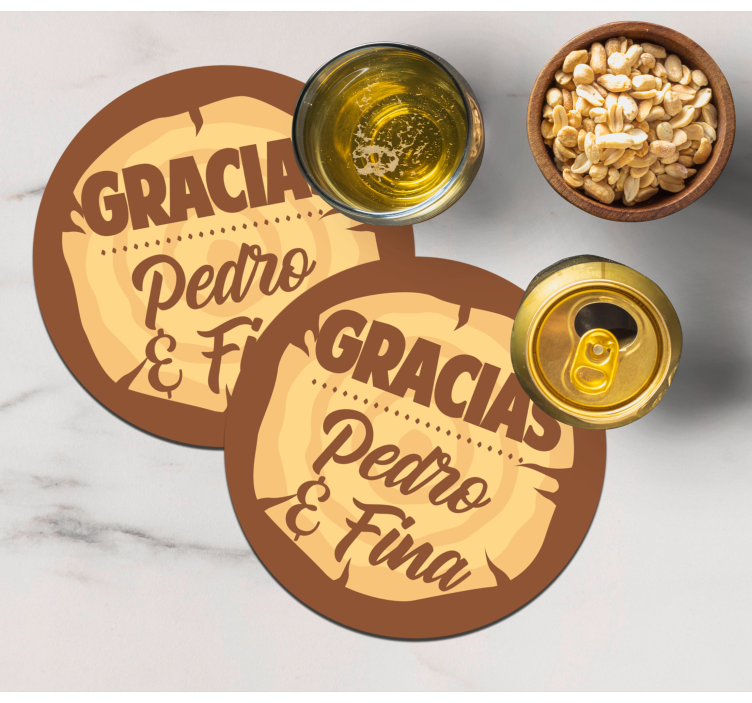Posavasos textura Gracias texto nombre personalizado - TenVinilo