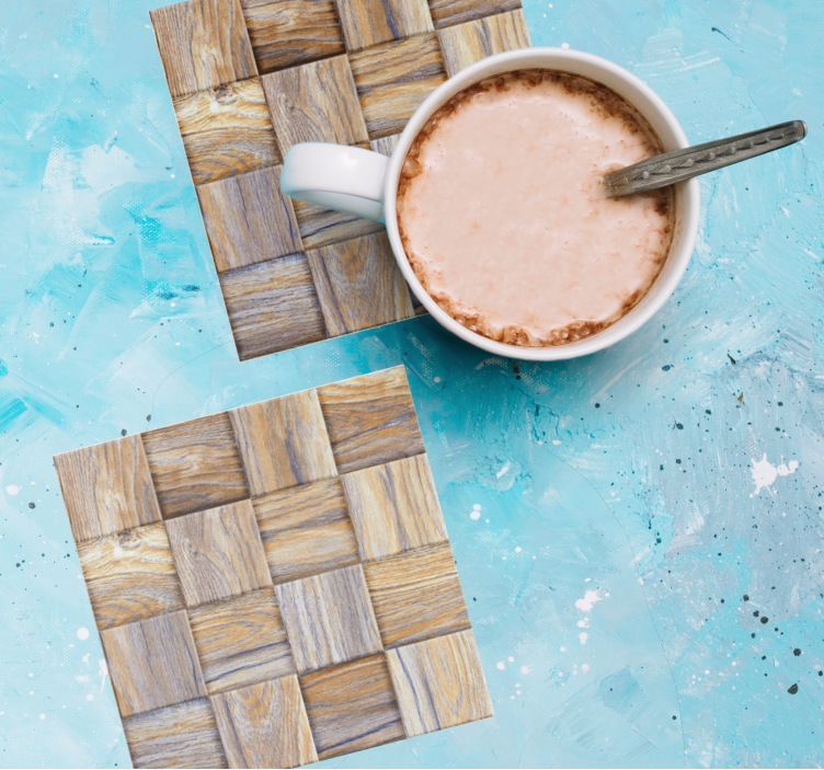 Posavasos textura Mosaico de imitación de madera de los años 80 - TenVinilo