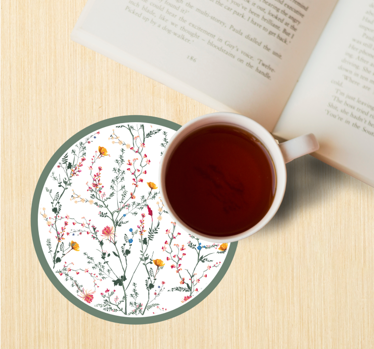 Posavasos moderno Delgadas flores de jardín minimalistas - TenVinilo