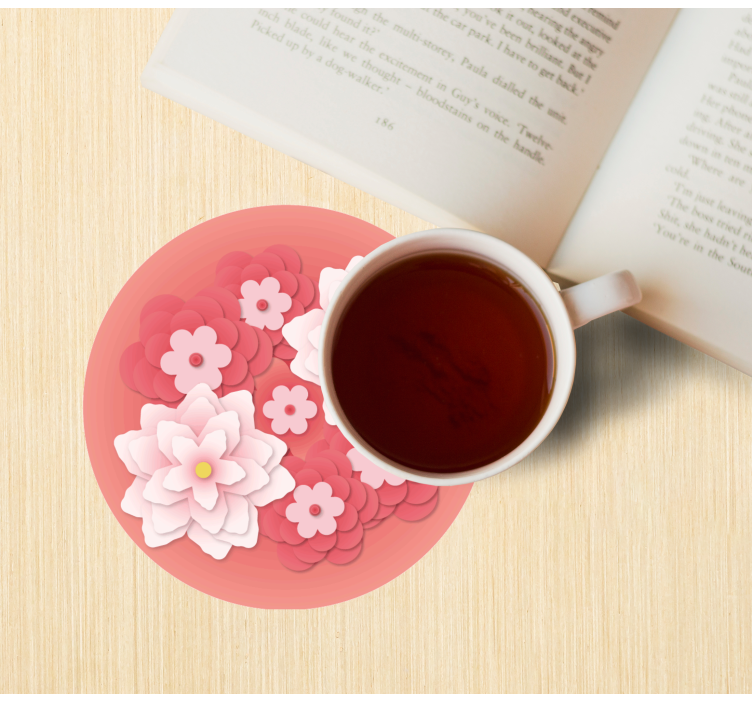 Posavasos moderno Fondo floral de papel de color - TenVinilo