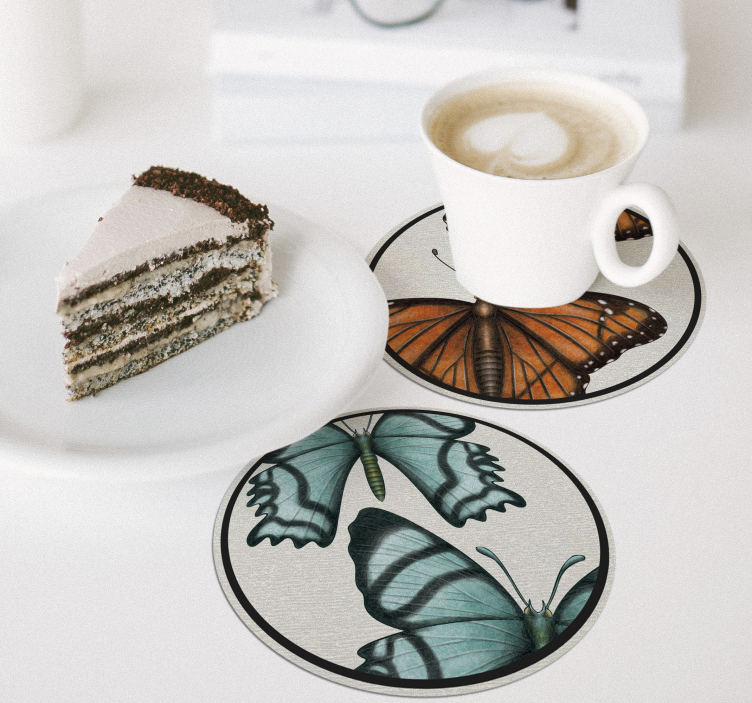 Posavasos modernos de mariposas colores - TenVinilo