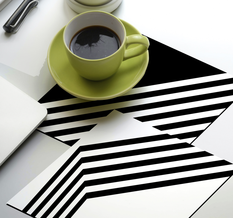 Posavasos rayas blancas y negras modernas - TenVinilo